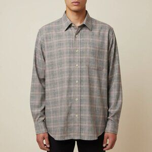 Peter Millar Men's Plaid Shirt - Brown and Gray Size Extra Large